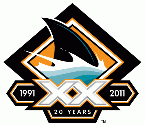 San Jose Sharks 2011 Anniversary Logo iron on transfers for fabric version 4